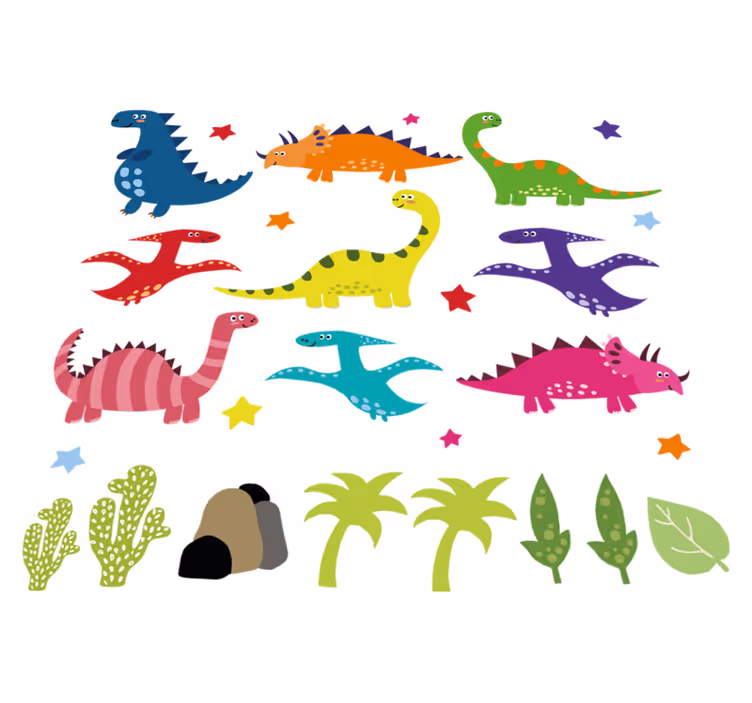 Animal vinyl carpet nordic dinosaur colorful set - TenStickers