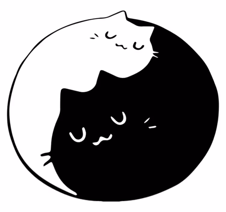 Animal vinyl carpet yin yang cats - TenStickers