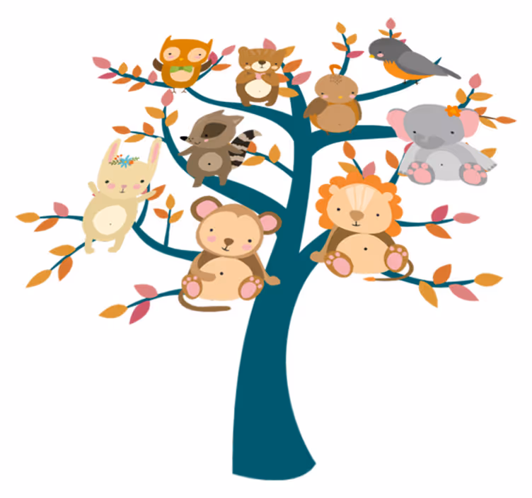 Animal vinyl carpet tree with baby animals - TenStickers
