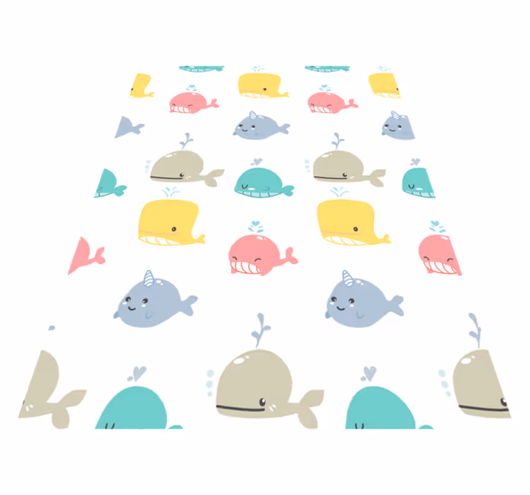 Baby colorful whales animal vinyl carpet - TenStickers