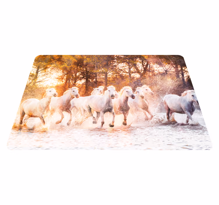 Animal vinyl carpet wild horses sunset view - TenStickers