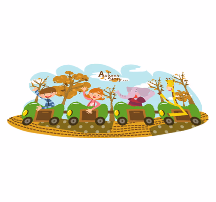 Animal vinyl carpet train in autumn - TenStickers