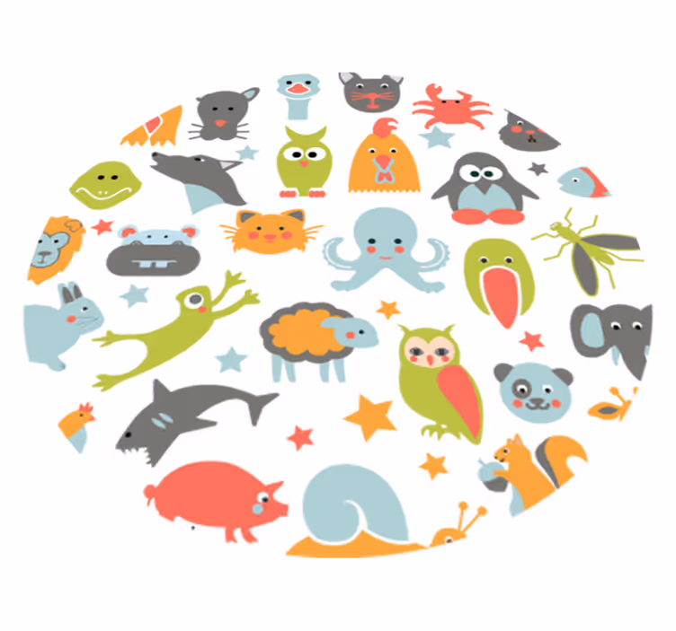 Animal vinyl carpet with animals in a circle - TenStickers
