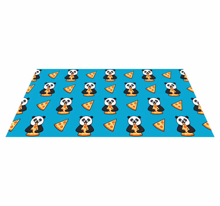 Panda eating pizza animal vinyl carpet - TenStickers