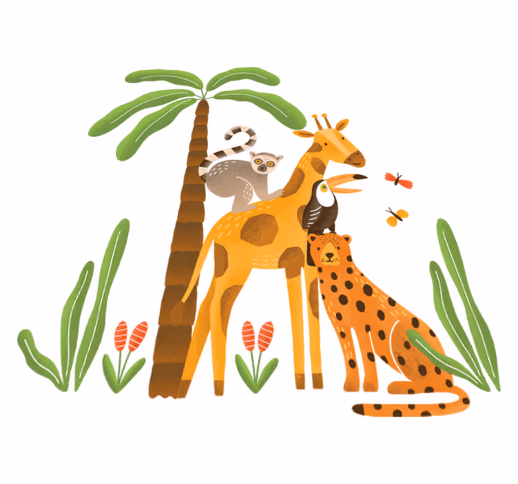 Animal vinyl carpet jungle animals at play - TenStickers