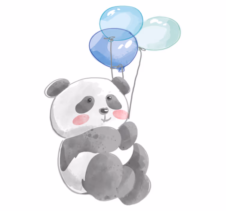 Animal vinyl carpet baby holding three balloons - TenStickers