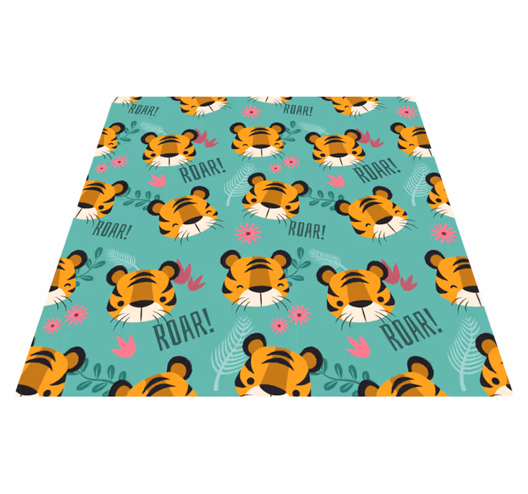 Animal vinyl carpet baby tigers roaring - TenStickers