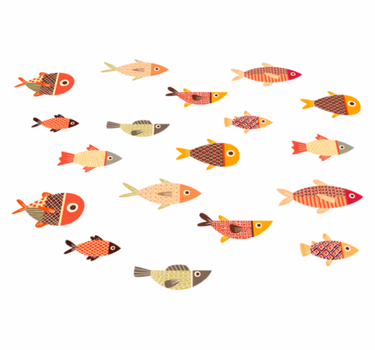 Animal vinyl carpet featuring round colorful fish - TenStickers