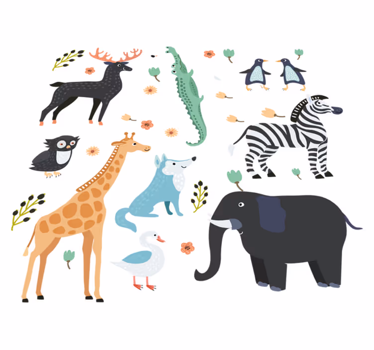 Animal vinyl carpet featuring joyful park animals - TenStickers