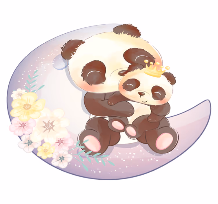 Animal vinyl carpet with two pandas on a moon - TenStickers