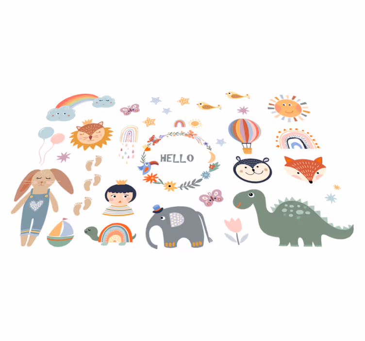 Animal vinyl carpet with kids floral design - TenStickers