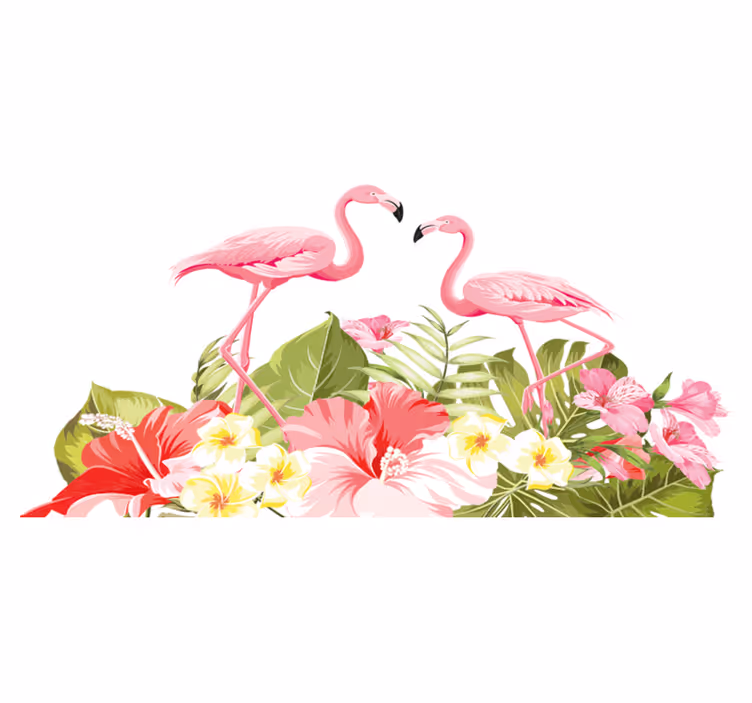 Animal vinyl carpet tropical flower flamingo - TenStickers