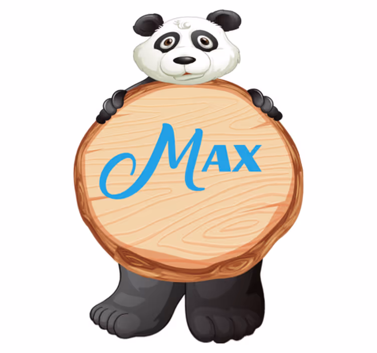 Panda with name animal vinyl carpet - TenStickers