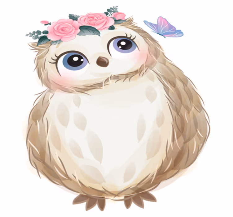 Animal vinyl carpet baby owl and flowers - TenStickers