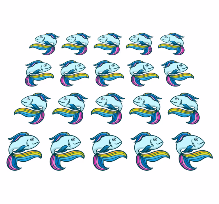Animal vinyl carpet blue neon fish - TenStickers