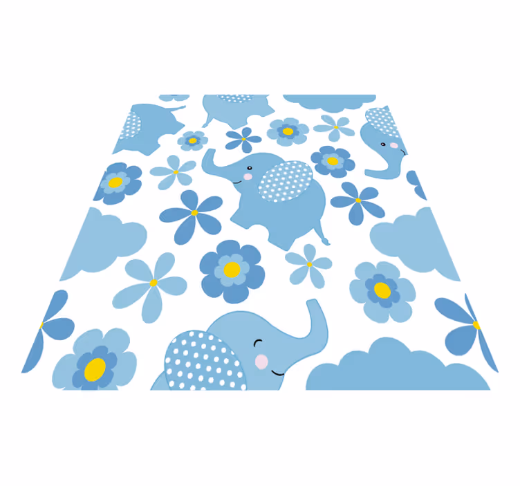 Blue baby elephants animal vinyl carpet - TenStickers