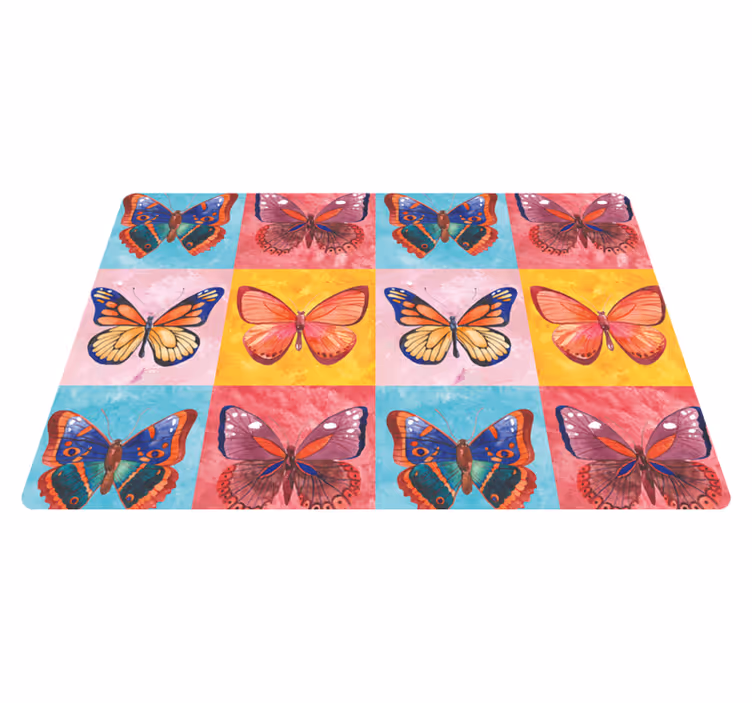 Animal vinyl carpet multicolored butterflies - TenStickers