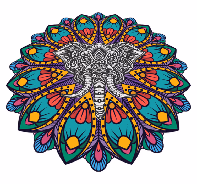 Animal vinyl carpet colorful elephant mandala - TenStickers