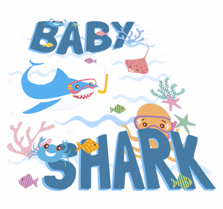 Baby blue shark animal vinyl carpet - TenStickers
