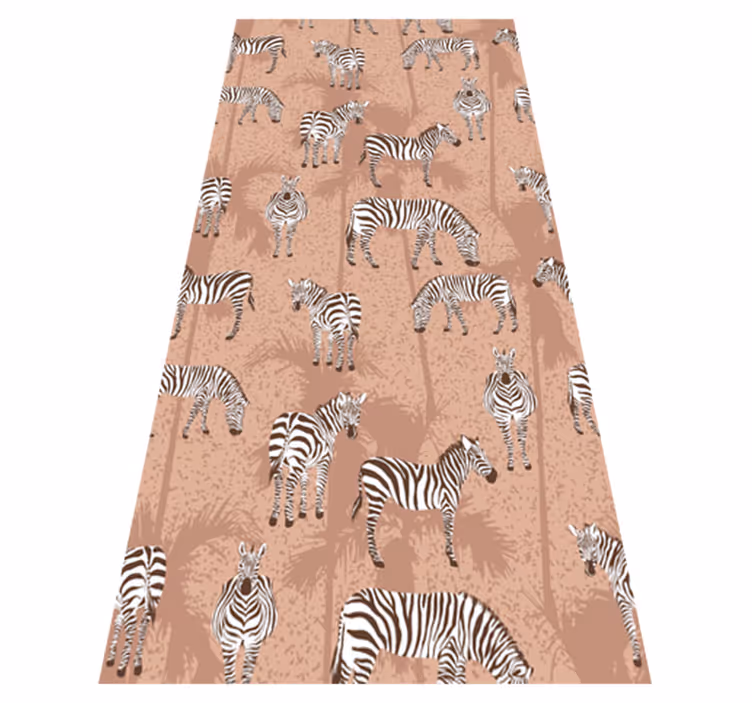 Zebra and palms brown animal vinyl carpet - TenStickers