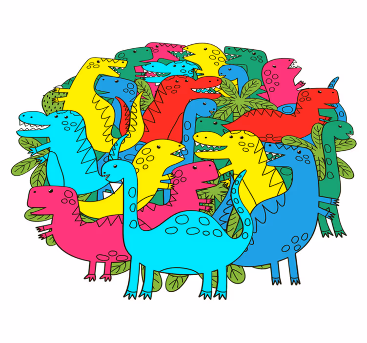 Animal vinyl carpet round colorful dinosaur for kids - TenStickers