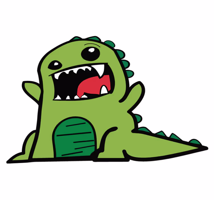 Animal vinyl carpet green dinosaur doodle scary - TenStickers