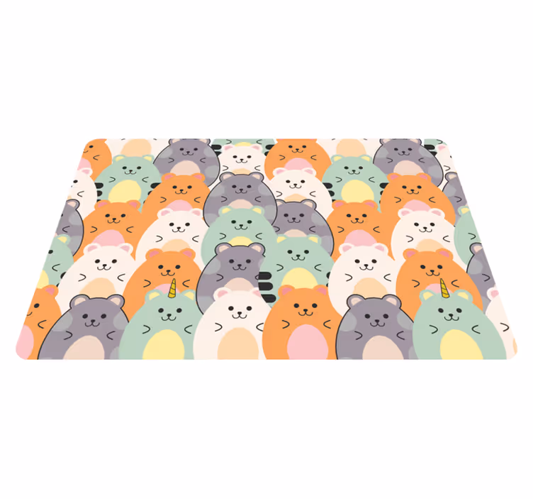 Animal vinyl carpet with multicolored hamsters eating - TenStickers