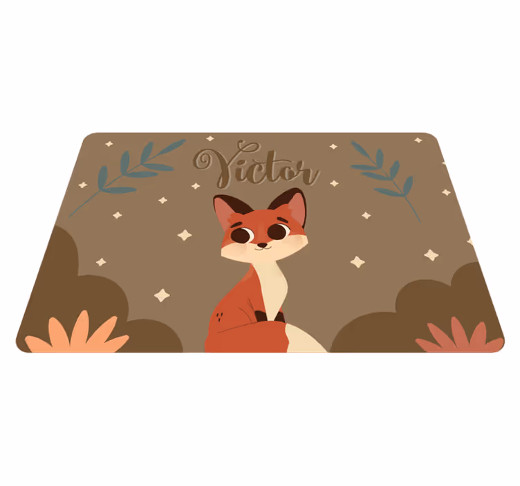 Cute fox vinyl carpet for boy with name - TenStickers