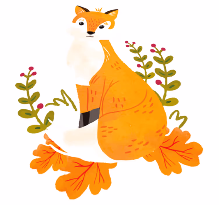 Animal vinyl carpet watercolor fox design - TenStickers