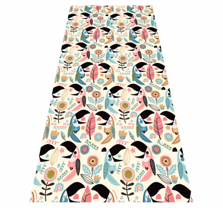 Animal vinyl carpet in blue nordic pastel leaves - TenStickers