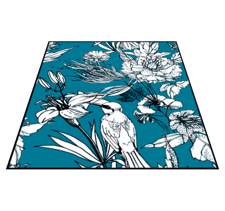 Animal vinyl carpet with elegant white bird pattern - TenStickers