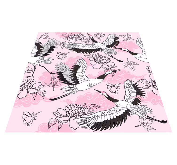 Animal vinyl carpet with modern pink bird pattern - TenStickers