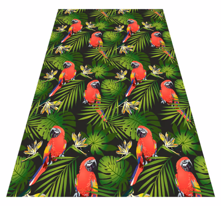 Animal vinyl carpet colorful parrots on gray background - TenStickers