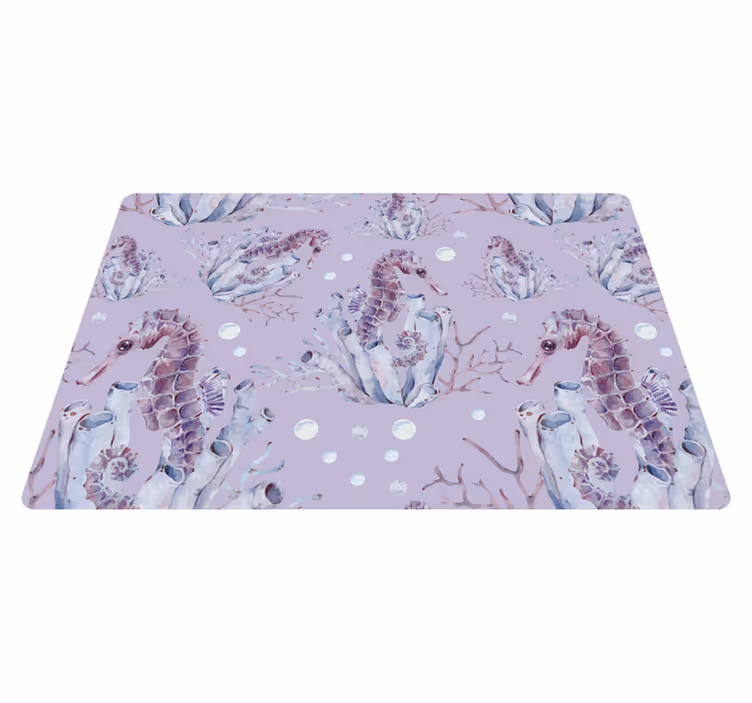 Animal vinyl carpet watercolor seahorse - TenStickers