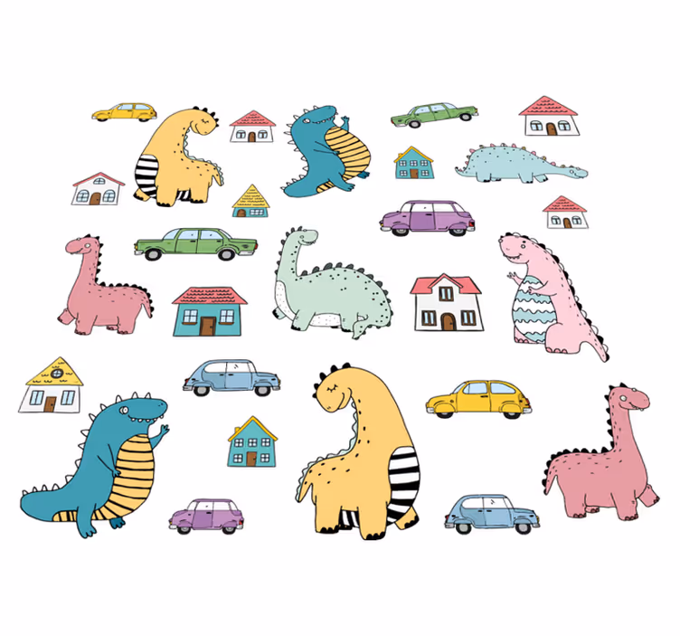Animal vinyl carpet nordic dinosaurs set - TenStickers