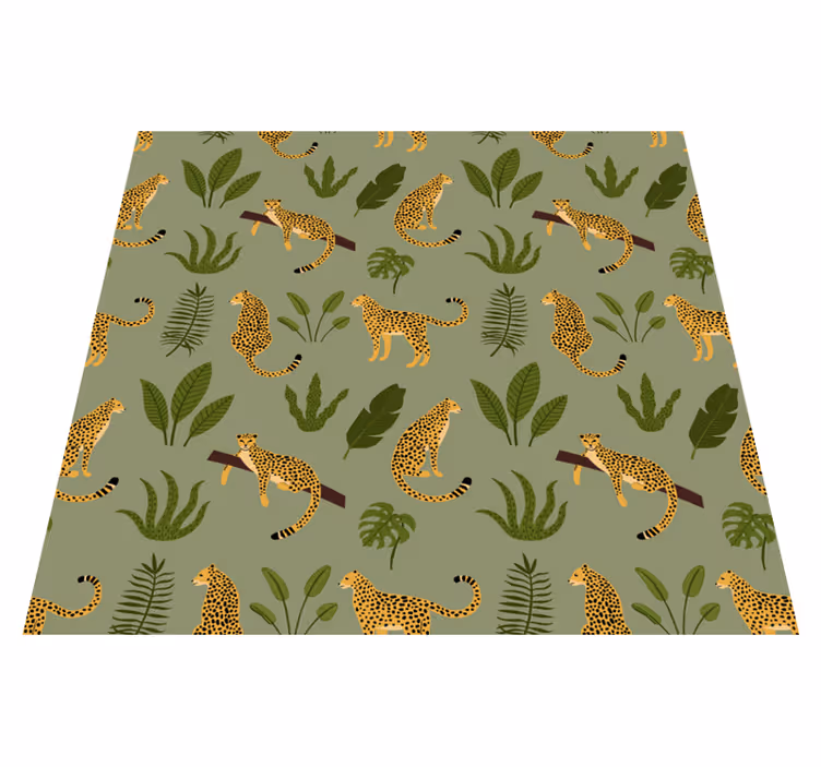 Animal vinyl carpet floral jungle leopard design - TenStickers