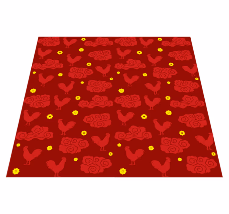 Animal vinyl carpet with chinese style chickens pattern - TenStickers