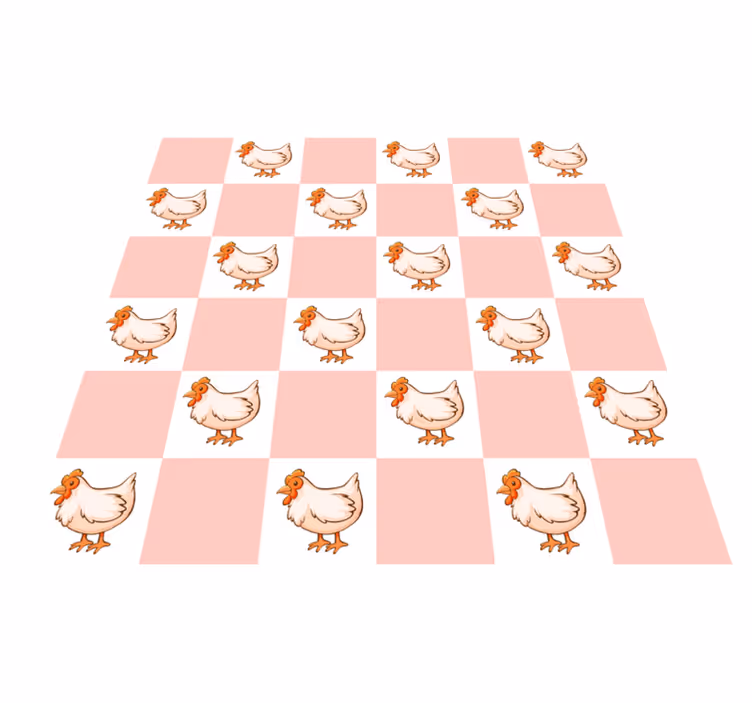 Animal vinyl carpet pink squares with roosters - TenStickers