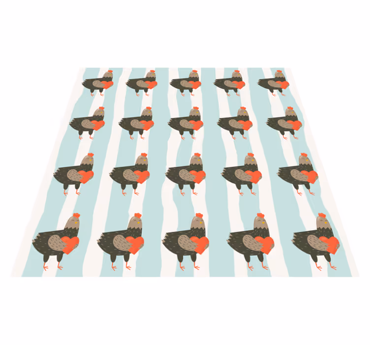 Animal vinyl carpet with white stripes and roosters - TenStickers