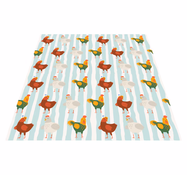 Animal vinyl carpet with rooster vertical stripes - TenStickers