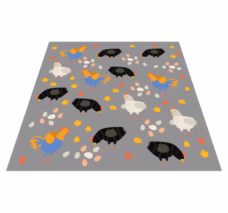 Animal vinyl carpet with chickens in the pen pattern - TenStickers