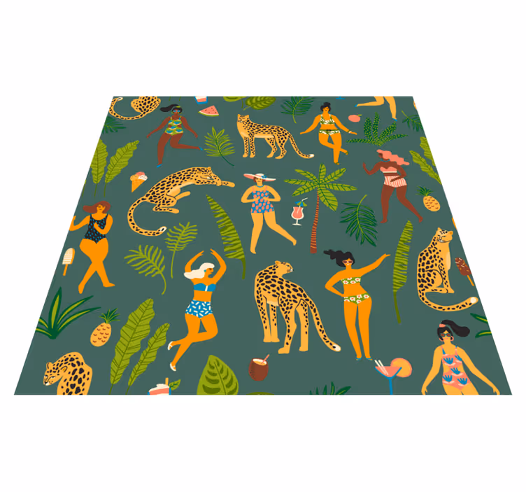 Women with leopard print animal vinyl carpet - TenStickers