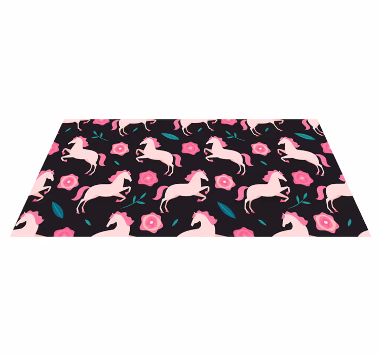 Animal vinyl carpet with floral horse design - TenStickers