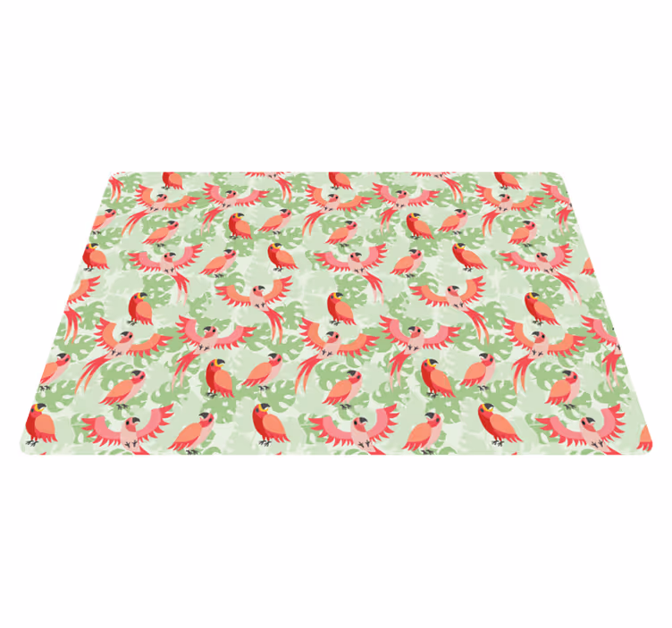 Red birds on green leaves animal vinyl carpet - TenStickers