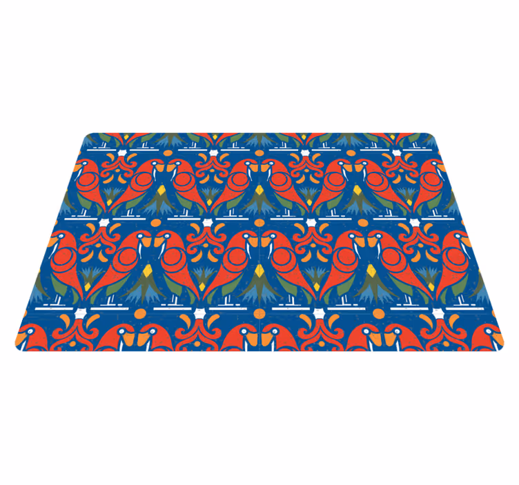 Animal vinyl carpet with floral design on blue - TenStickers