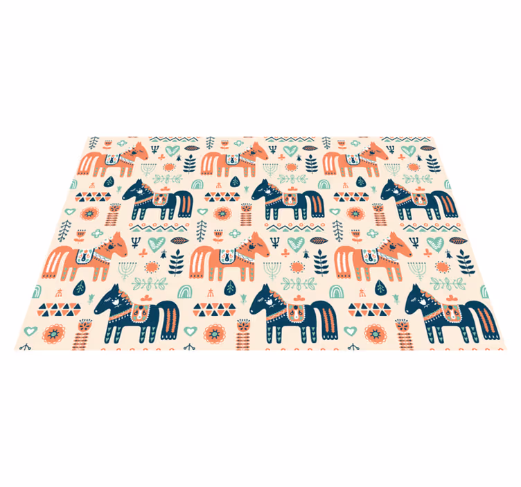 Animal vinyl carpet with nordic leaves on beige - TenStickers