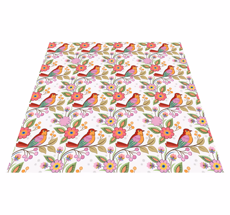 Animal vinyl carpet featuring a red and orange bird - TenStickers