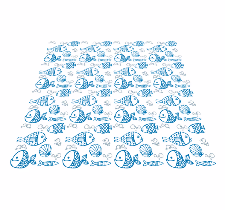 Animal vinyl carpet with drawn blue fish design - TenStickers