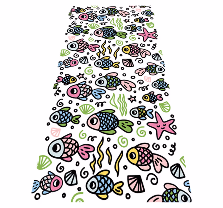 Animal vinyl carpet multicolor fish pattern - TenStickers