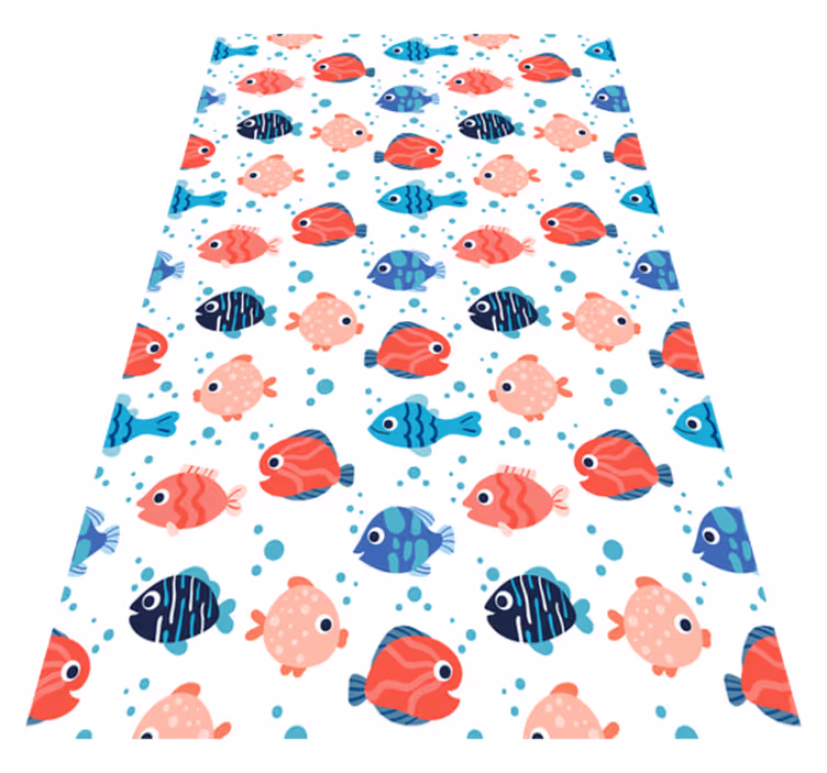 Animal vinyl carpet with pink and blue fish - TenStickers